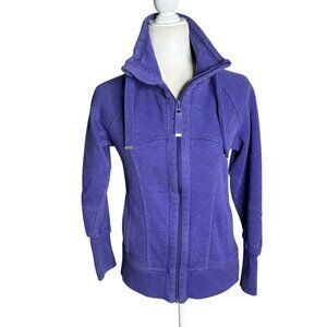 Mondetta Athletic Zip Up Jacket Sweatshirt Small Purple Pockets Thumb Holes